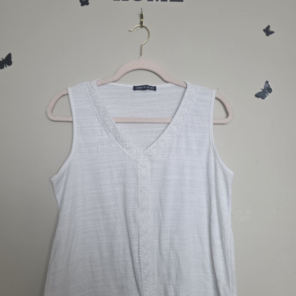 Cable & Gauge White Boxy Sleeveless Tank Top